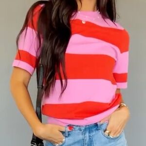Cutest Orange and Pink Striped Top!